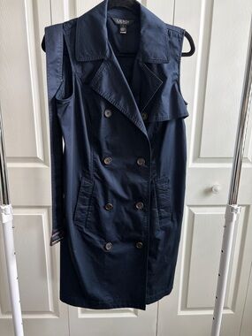 Lauren Ralph Lauren Navy Double-Breasted Sleeveless Trench Dress